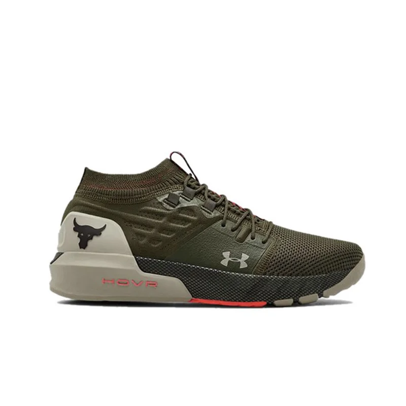 2024 New UNDER ARMOUR Men's UA HOVR Project Rock 2 Bull Head Training Shoes Running Sports Sneakers Gym Army Green Size40-45