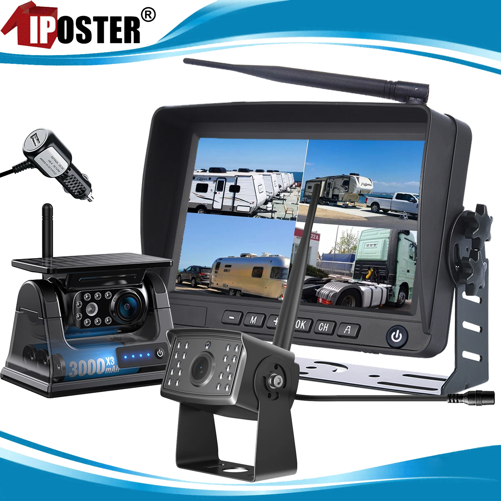 IPoster-Monitor DVR inalámbrico Digital para coche, 7 