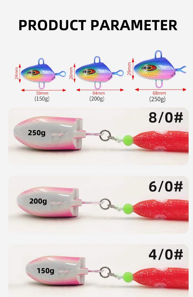 ZYZHE Meeresfischerei-Köder 100g 150g 200g 250g Leuchtender Weicher Oktopus-Köder mit BKK-Haken Salzwasser-Bootsangelköder Angelzubehör – Detail 4