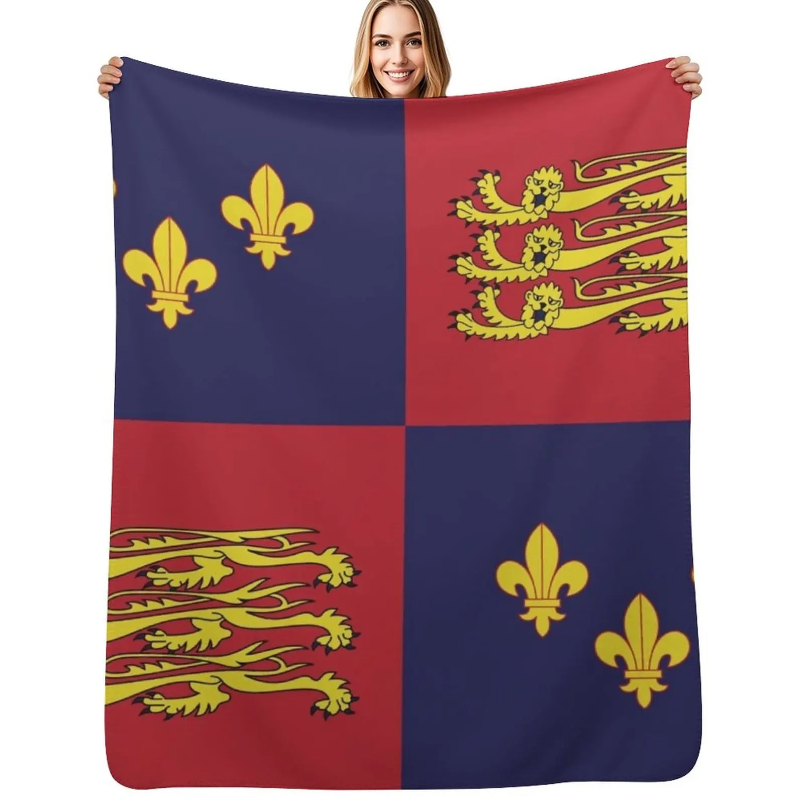 Royal Standard of England / Medieval Flag / 1406-1603 Throw Blanket Cozy Throw Blanket Birthday Gift for Him Her