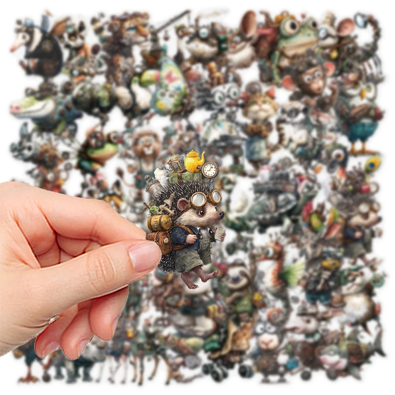 50PCS Cartoon Punk Style Animals Graffiti Stickers Aesthetic DIY Decorative Phone Pencil Box Skateboard Decals Kids Toys Gift image 2