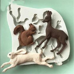 3D Rabbit Squirrel Fawn Bunny Silicone Mould Fondant Cake Chocolate Soap Mold Cupcake Tool Kitchen Dessert Accessories Appliance