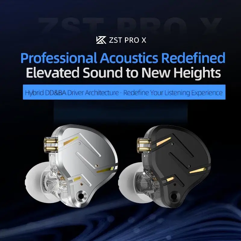 KZ ZST PRO X Hybrid Driver In-ear Earphones Super-Linear Internal-Magnet Dynamic Wired Headphones Bass Upgraded HiFi Headset