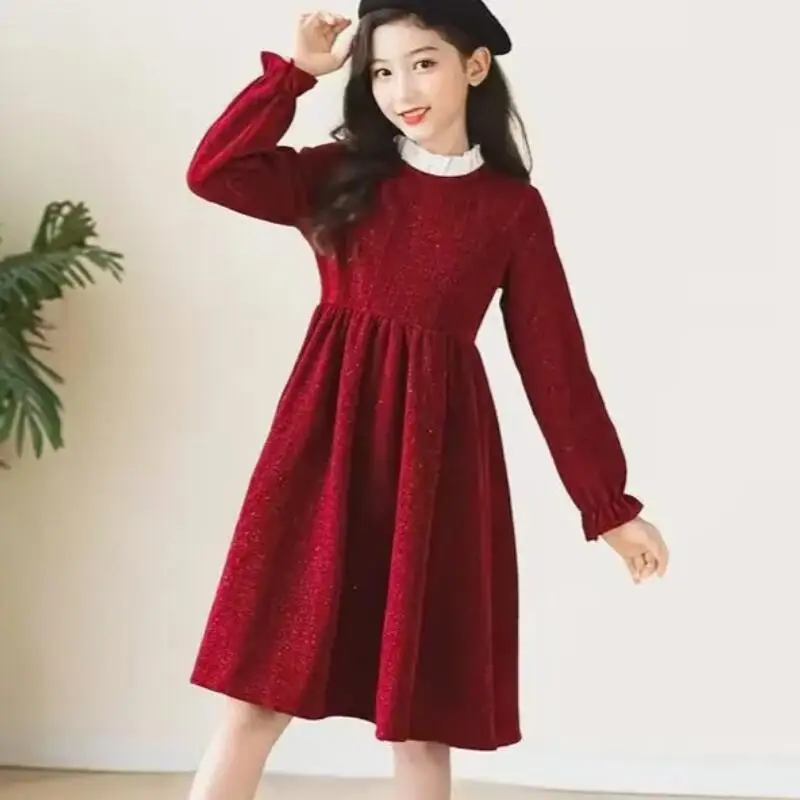 

Kawaii модные топы для девочек, студенческое осенне-зимнее повседневное пуловер с круглым вырезом и рисунком, платье принцессы, детская одежда