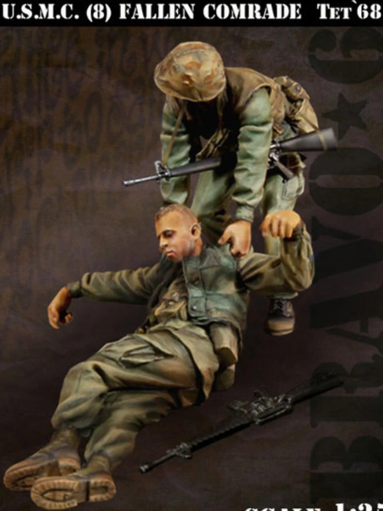 1/35 Druckguss Vietnamkrieg USM.C. Fallen Comrade 2-Personen-Harzfiguren-Modellbausatz, unmontiertes und unbemaltes DIY-Spielzeug Cm2371