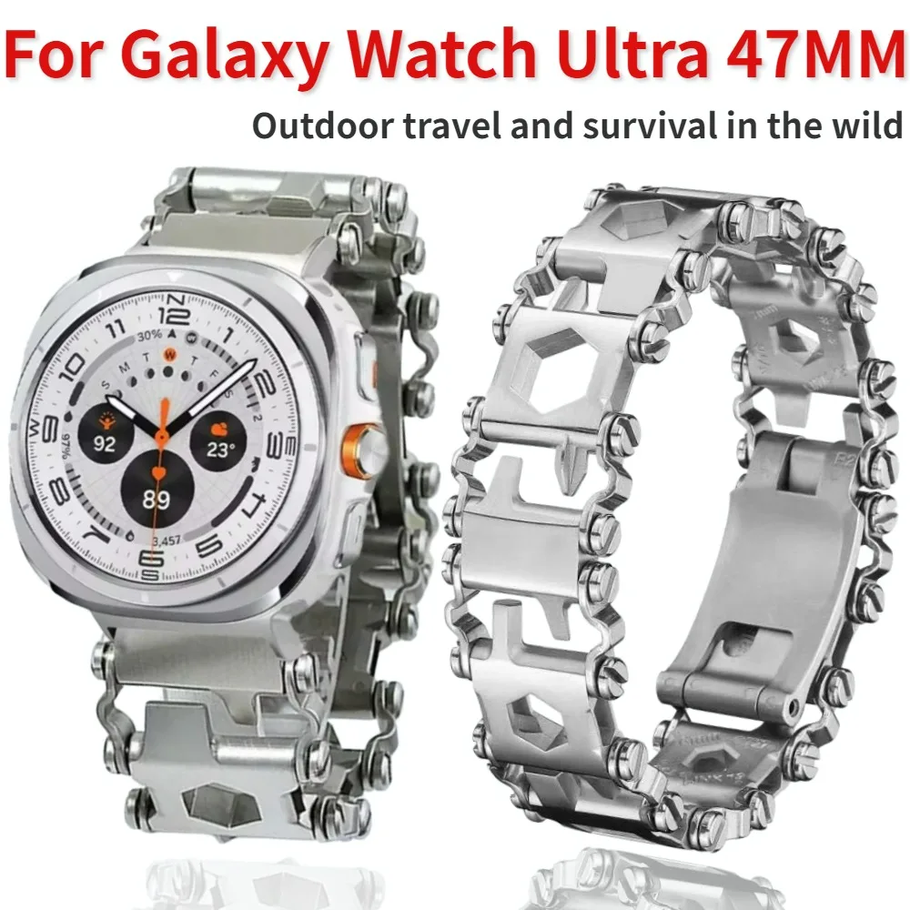 

Outdoor Sports Watchband for Samsung Galaxy Watch Ultra 47mm Metal Multifunction Bracelet Belt for Galaxy Watch Ultra 47mm Strap