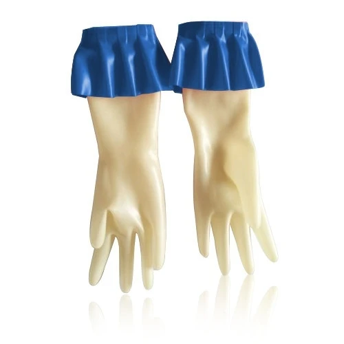 Pure Natural Latex Rubber Lace Gloves Dark Blue and Transparent Size S-XXL Fashion tight