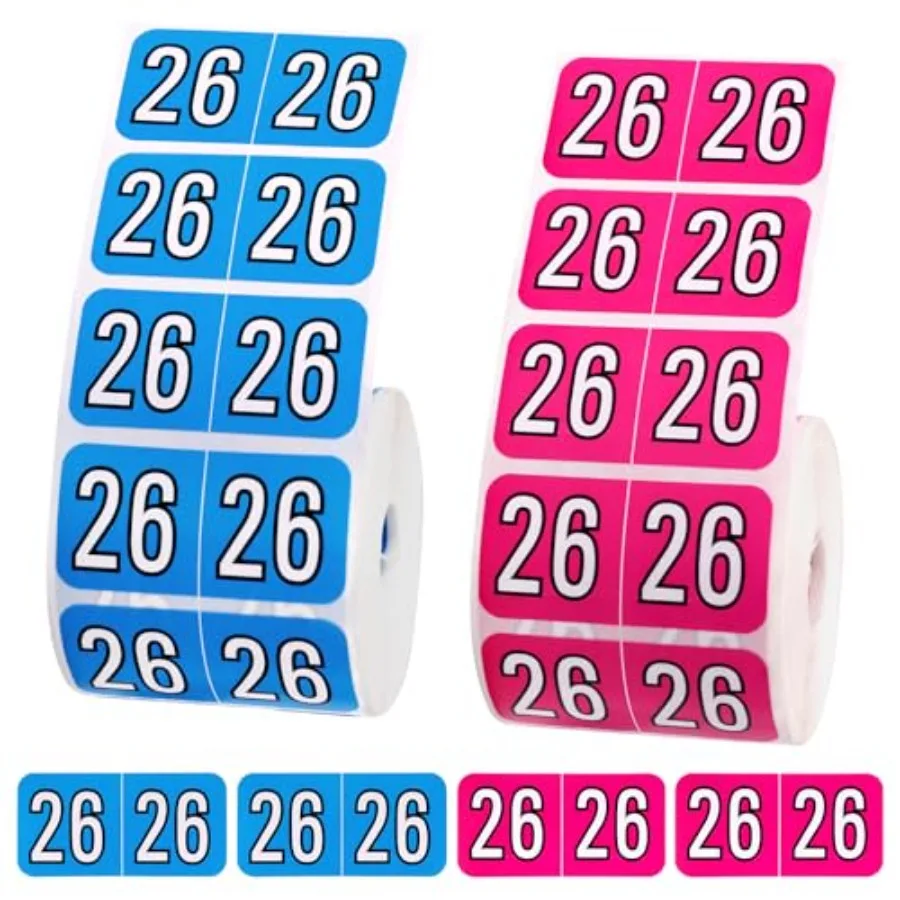 

1000pcs 2026 File Folder Sticker Labels 3/4x1-1/2 Inch Self-Adhesive Blue Rose Red Year Stickers for School Office File Folder