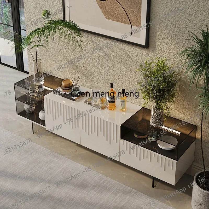 RR Italian style, painted TV cabinet, floor-to-ceiling cabinet for home living room, modern minimalist storage audio-visual cabi