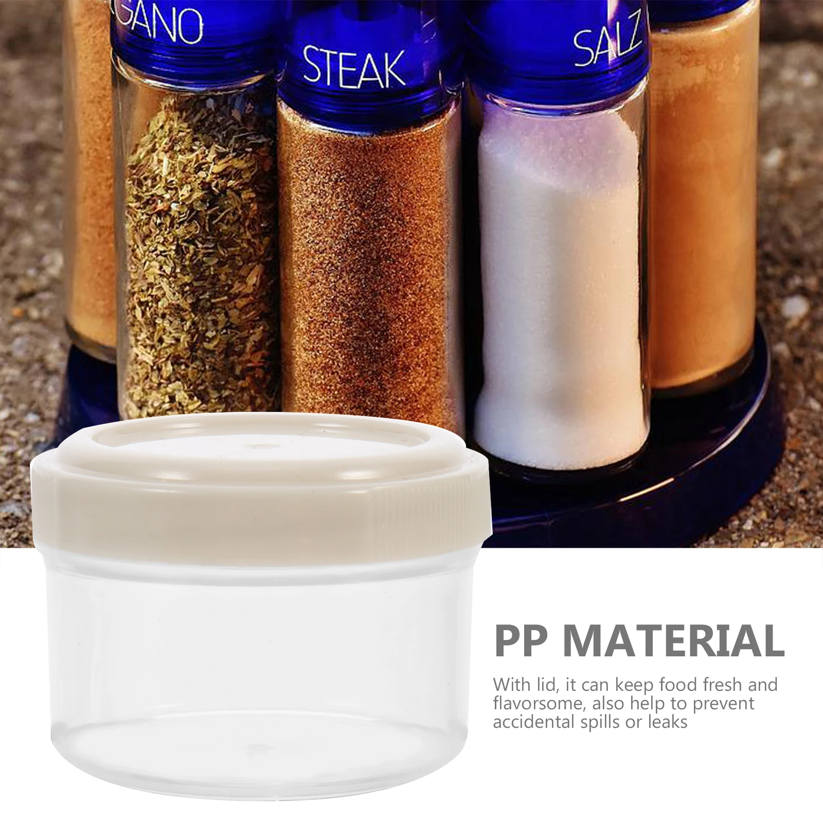 

4pcs Reusable Kitchen Seasoning Containers Transparent PP Material Spice Jars with Lids for Nuts Easy Clean Wide