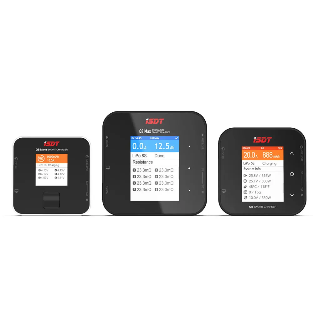 ISDT Q6 NANO / Q8 MAX Smart Ladegerät 200W / 1000W 8A 30A BattGo 1-8S Lipo Batterie Balance Ladegerät für RC FPV Drone Quadcopter DIY