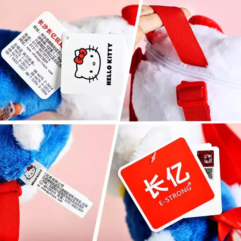 Genuine Anime Sanrio Hello Kitty Stuffed Toy Female Kawaii KT Cat Shoulders Backpack Women Kid Schoolbag Doll Girl Birthday Gift
