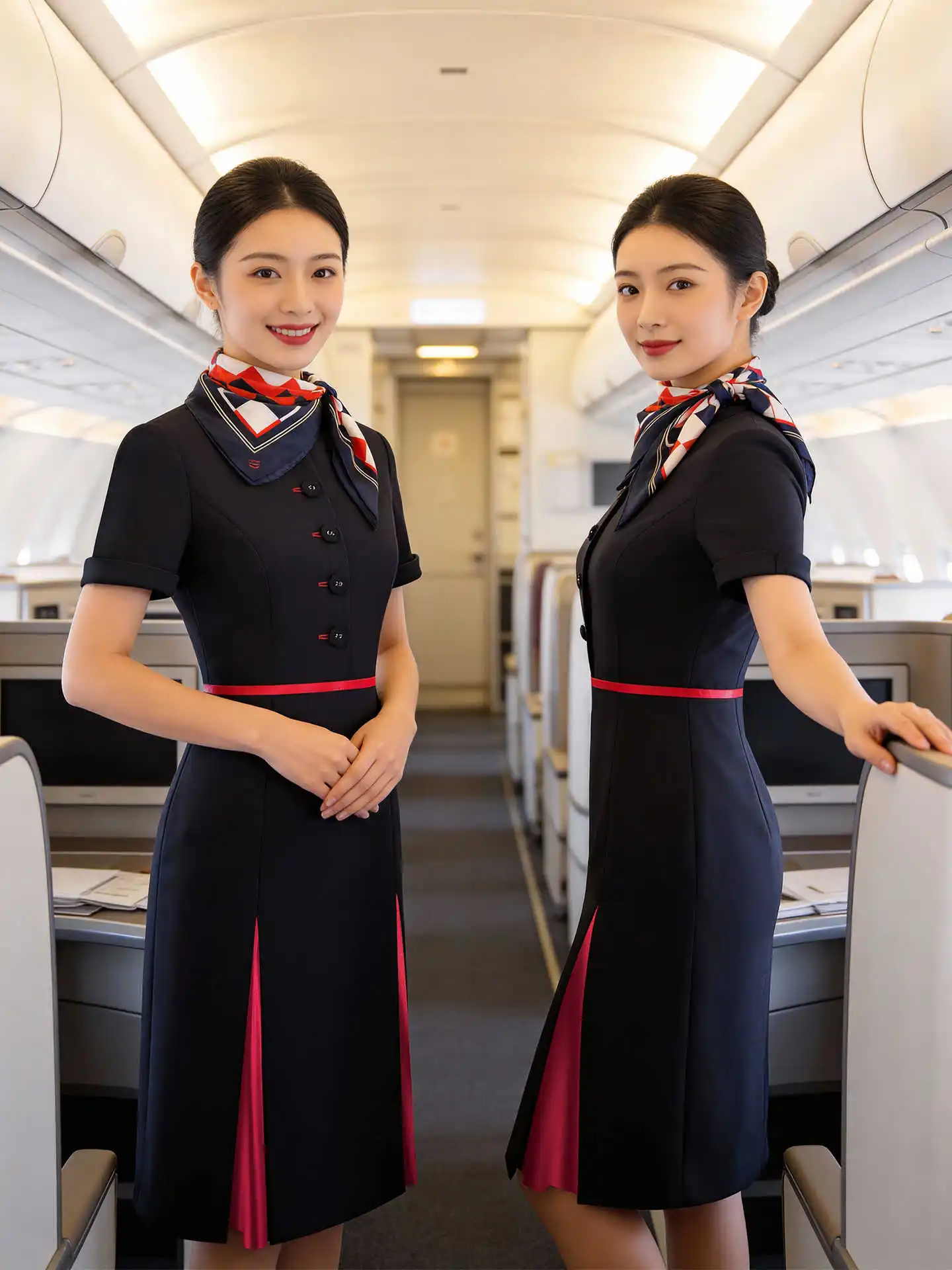 HongKong Dragonair Flight Attendant Short Sleeve Dress Aviation Co Cabin Crew Airline Stewardess HK Formal Work Uniform in052
