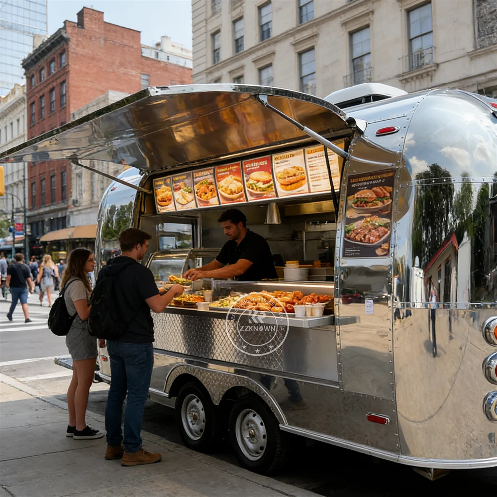 

Concession Food Truck Ice Cream Pizza Trailer BBQ Hot Dog Burger BBQ Kitchen Truck Food Trailer Full Kitchen