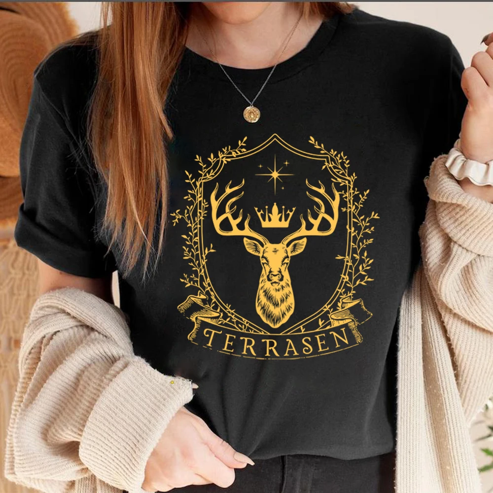 

Terrasen Shirt Throne of Glass Merch Sarah J Maas Bookish Shirt Booklover Gift ACOTAR Crescent City Velaris Tops Graphic Tees