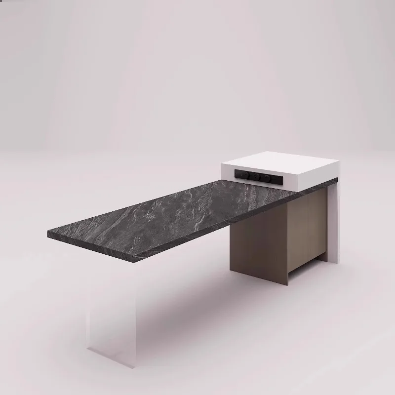 ​​Smart Luxury Quartz Kitchen Island Extendable Dining Table 2025 New Multifunctional Compact Custom Bar Home Furniture FYDT​​