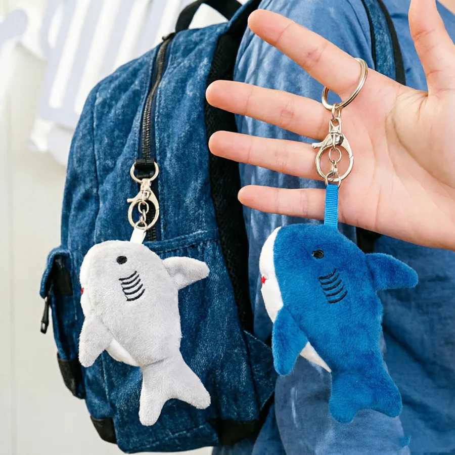 Cute Plush Ocean Shark Keychain Unisex 4 Colors Schoolbag Key Handbag Pendant Hanging Trinket Children Couple Gift Accessories
