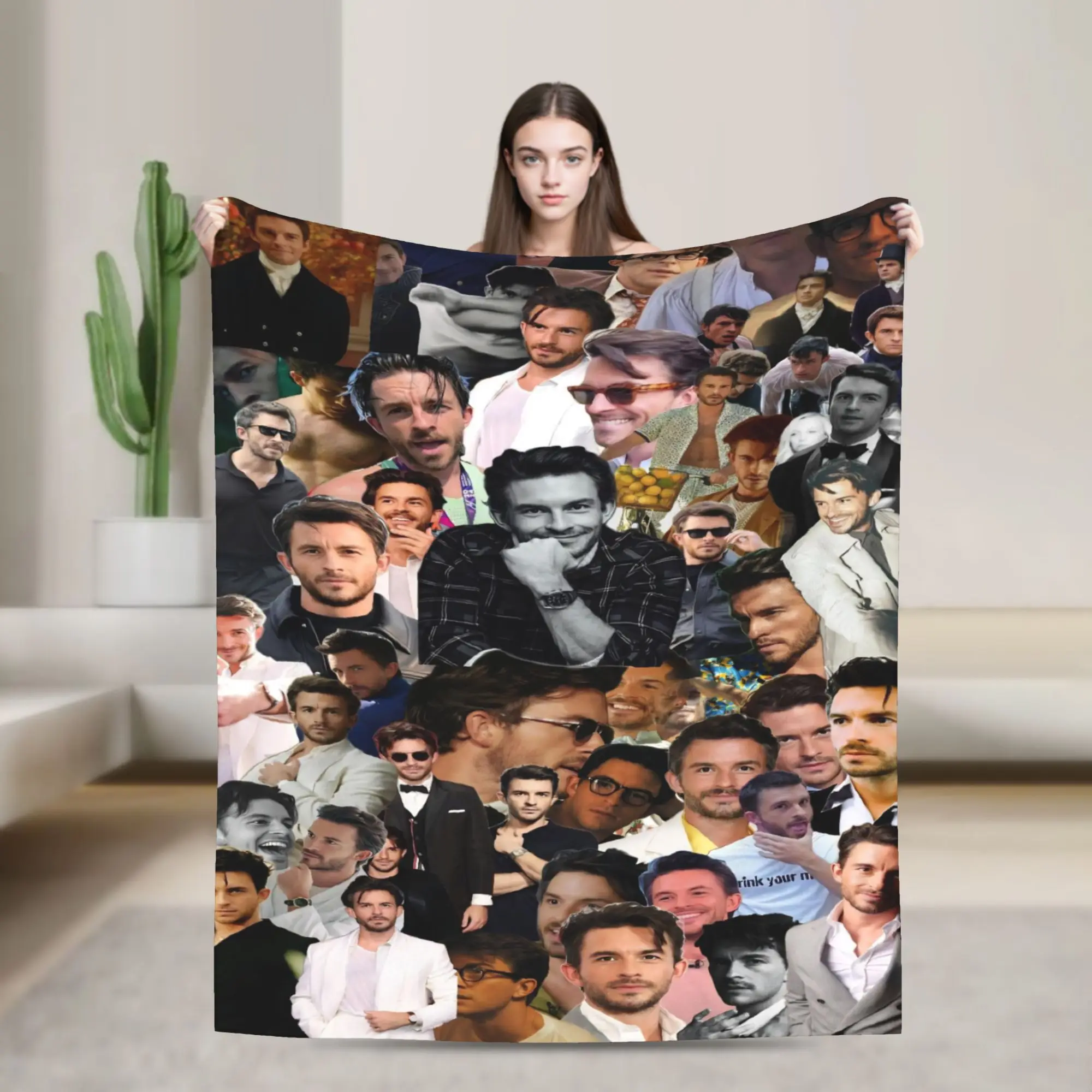 Jonathan Bailey Actor Flannel Throw Blanket Comedy Blankets for Sofa Travel Warm Plush Thin Quilt