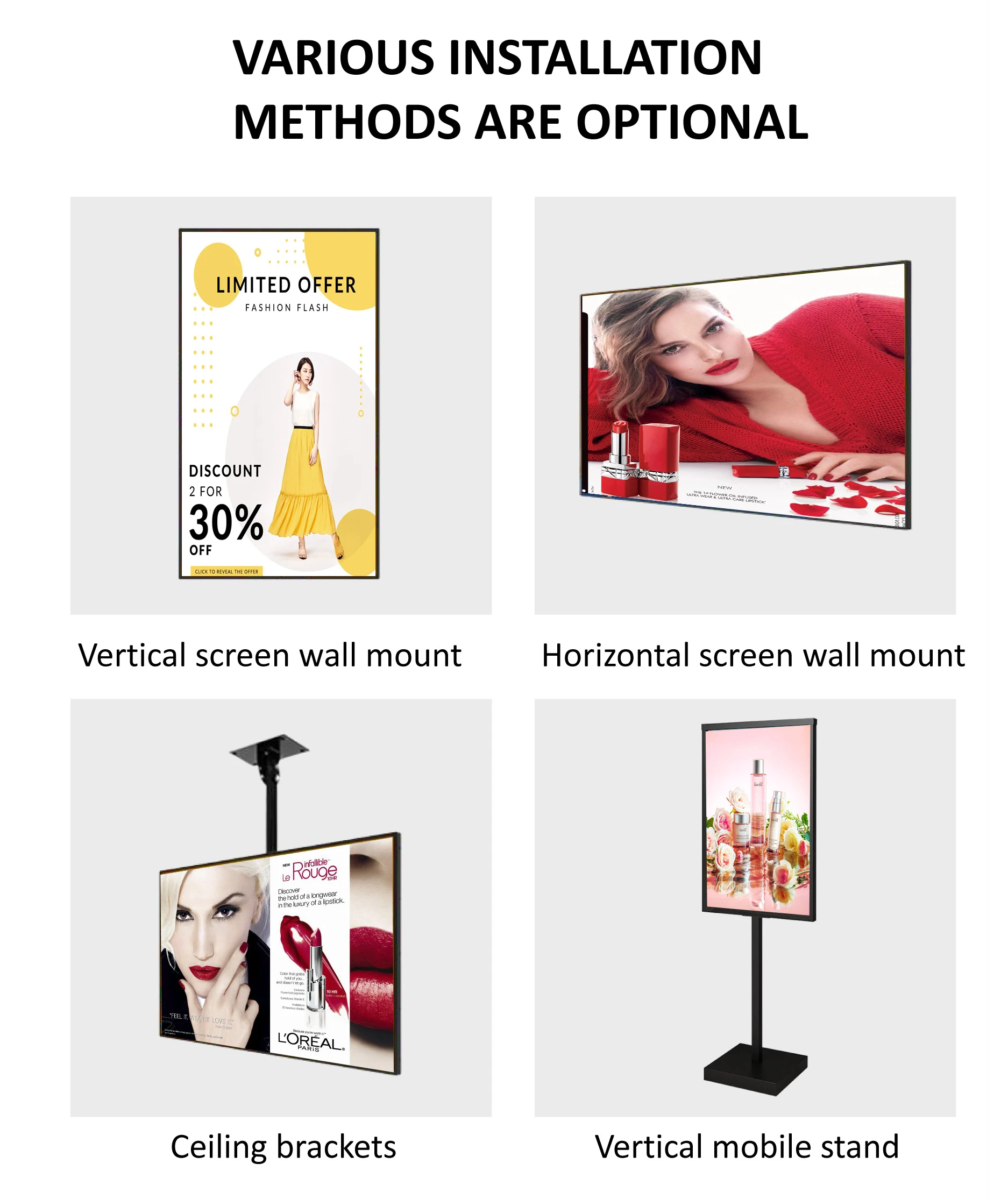 New 32/43/49/55 Inch Capacitive Touch Screen -Wall Mounted Interactive Display All-in-One for Business