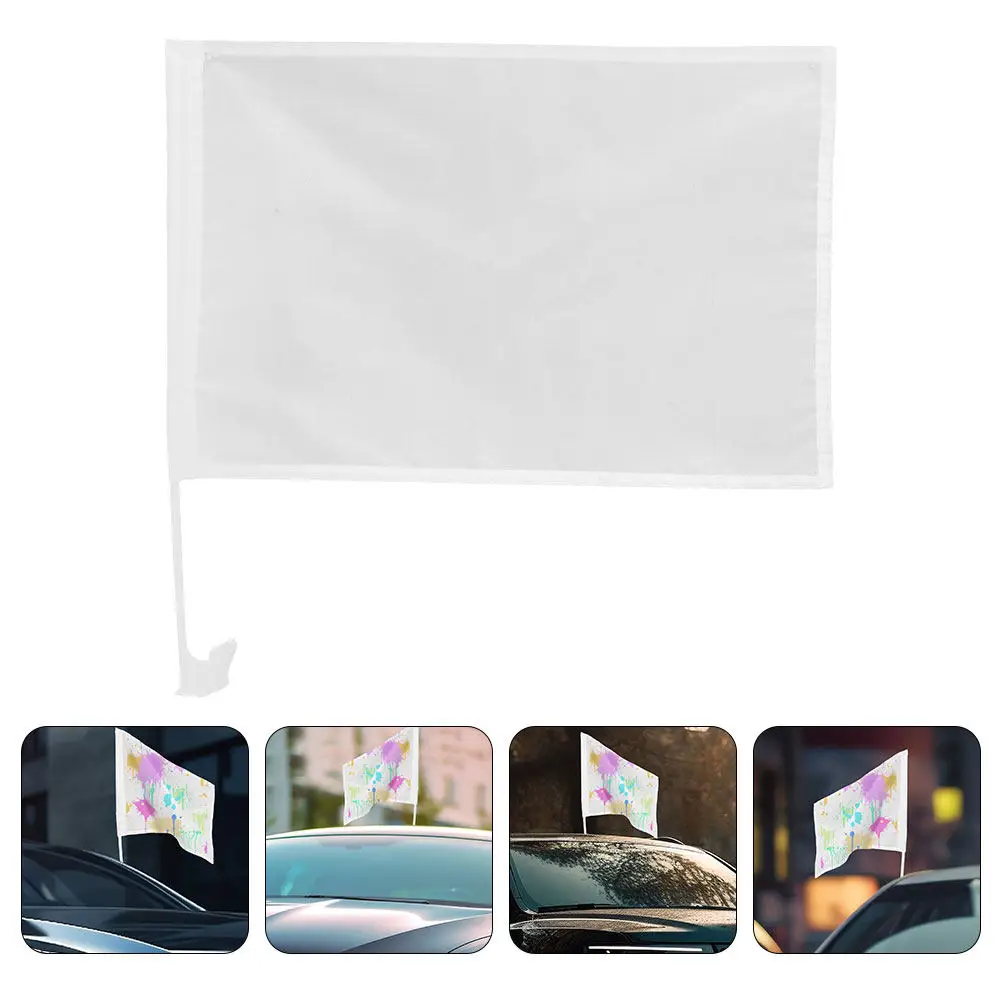 12Pcs Blank Handheld Flags Sturdy Grip Comfortable Handle DIY Waving Flags for Car Window Decoration Fan Cheering