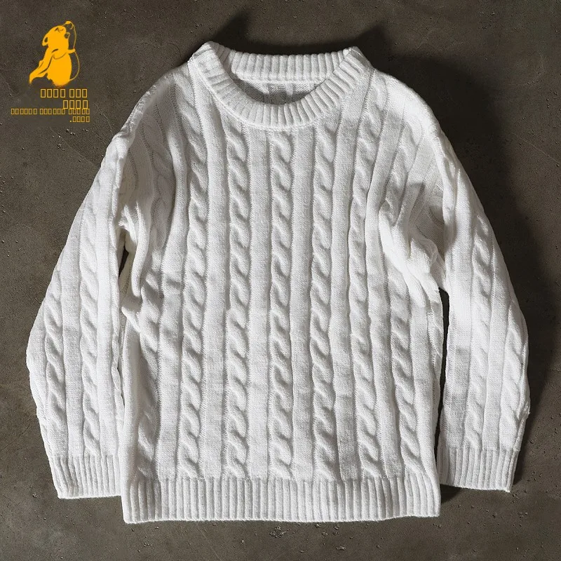 

Утепленный вязаный свитер унисекс: повседневный, теплый, с длинным рукавом, круглым вырезом