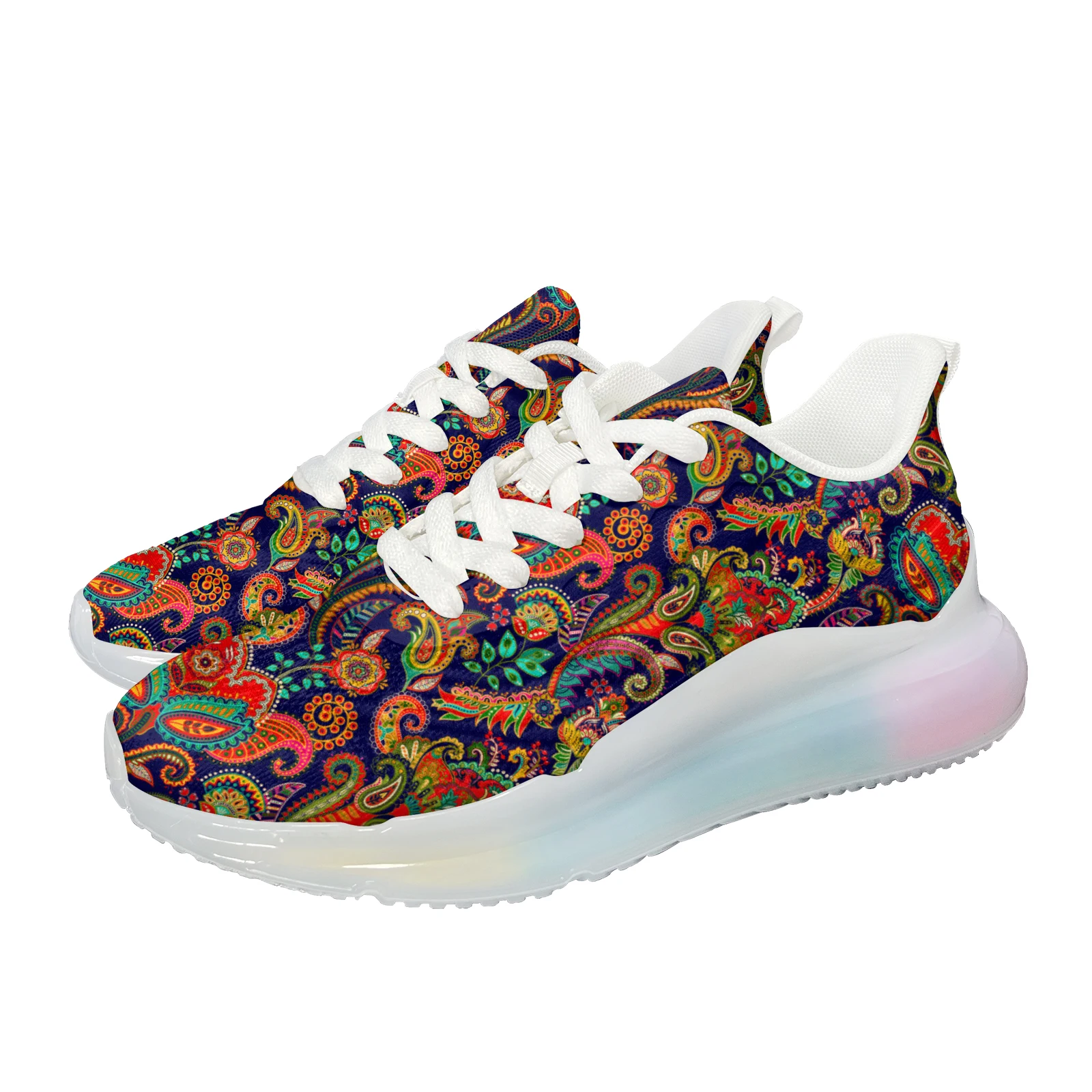 

INSTANTARTS New Stylish Air Cushion Paisley Shoes for Women Mesh Breathable Outdoor Gyroor Sport Sneakers Training Platform Shoe