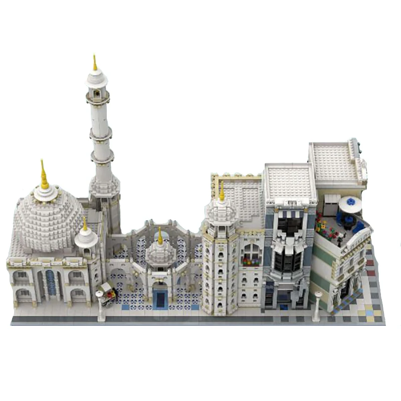 7048PCS NEW MOC-162390 Mosque Corner TajMahal Street Model Building Kits Blocks Bricks Educational  kids Toys christmas Gift