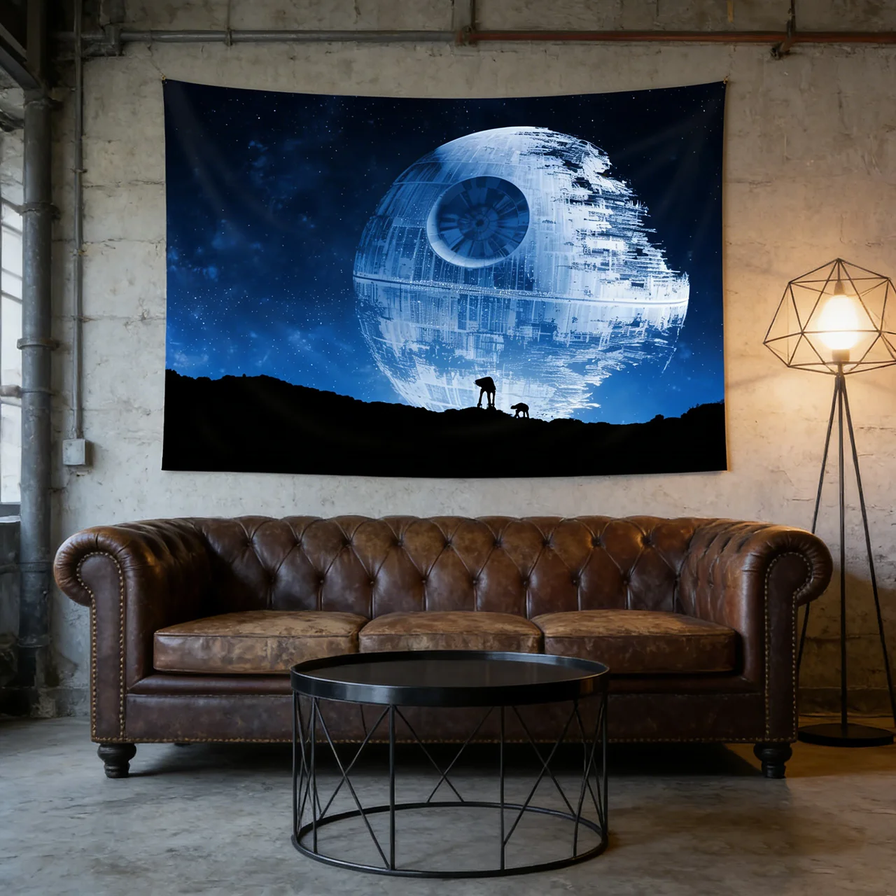Death Planet Tapestry | Blue Galaxy Space Wall Art | Bedroom Living Room Dorm Decor (Flat Print)