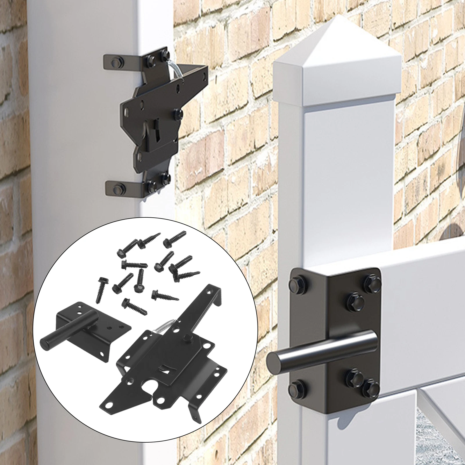 أمن الحديقة كما هو موضح، مزلاج بوابة ذاتي القفل، مزلاج بوابة السياج الخارجية، براغي تركيب مزلاج السياج الخشبي متضمنة