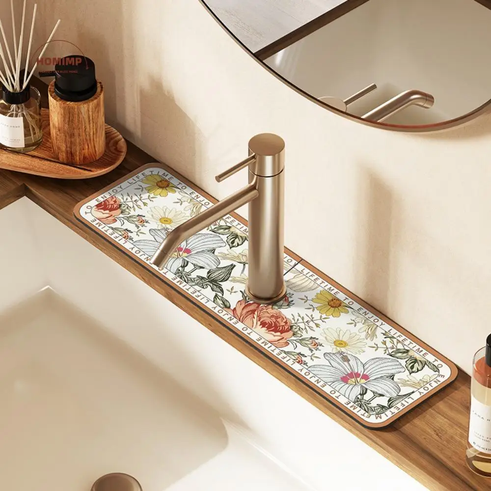 

Style Non slip Countertop Protection Mat Printing Household Faucet Drain Pad Faucet Mat Sink Splash Guard Absorbent Pad
