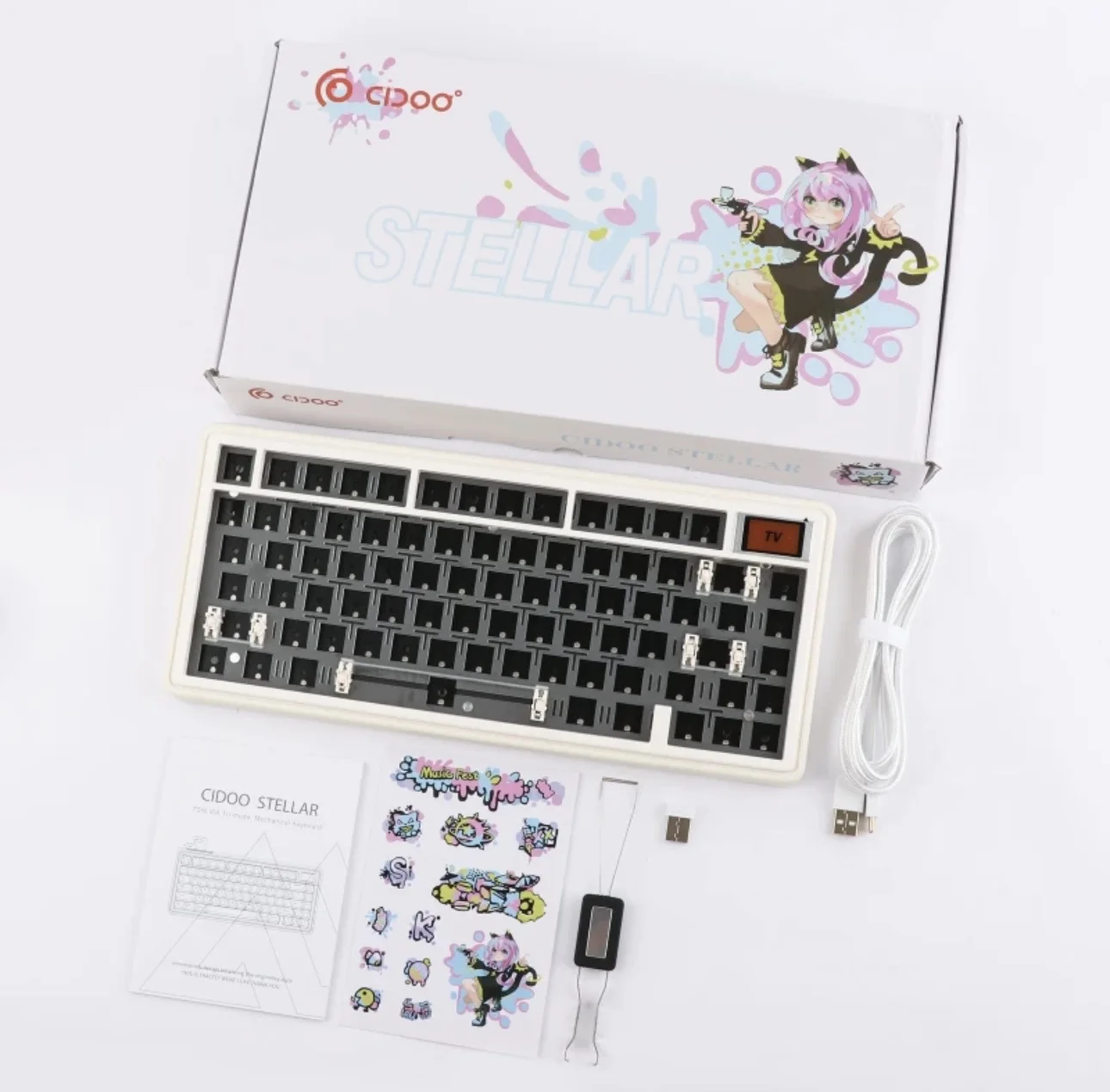 CIDOO ABM081 Stellar 75% VIA Hot-swap Type-C/Bluetooth/2.4Ghz with 1.14 inch TFT Screen Wireless Mechanical Keyboard for Win/Mac