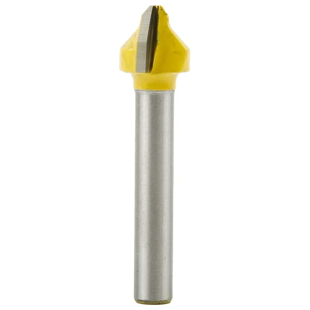 For 6mm Shank Milling Cutter Router Bit Acrylic V-shaped Yellow/Silver 6mm Shank 90 Degree Cutting Performance