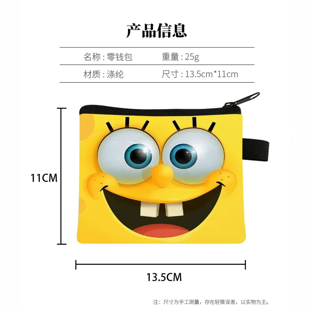 محفظة نقود معدنية من SpongeBob ، طباعة كرتون أنيمي ، محفظة كاواي ، حقيبة صغيرة محمولة لتخزين المكاتب للرجال ، هدية عيد ميلاد للأطفال ، الفتيات