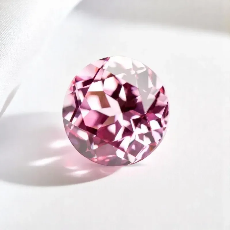 

Top Quality Lab Grown Sapphire Round Cut Sunrise Pink Charm Beads for Diy Jewelry Making Selectable AGL Certificate