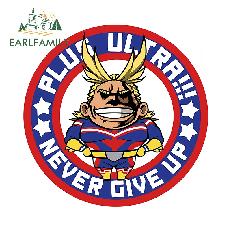 EARLFAMILY Chibi All Might Hero аниме автомобильные наклейки украшают мультяшную графику наклейки на лобовое стекло отличные водонепроницаемые автомобильные товары