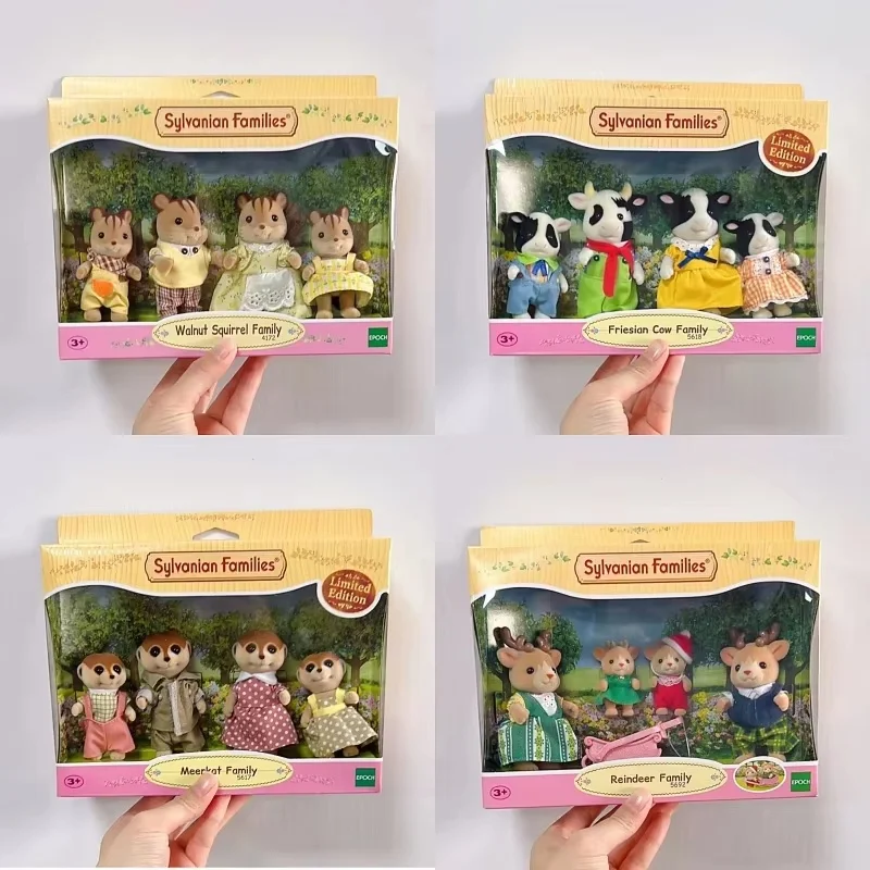 New Arrival Sylvanian Families Series Milk Mole Reindeer Sloth Family Anime Walnuts Squirrels Sloth Doll Toy Ornament Kid Gifts