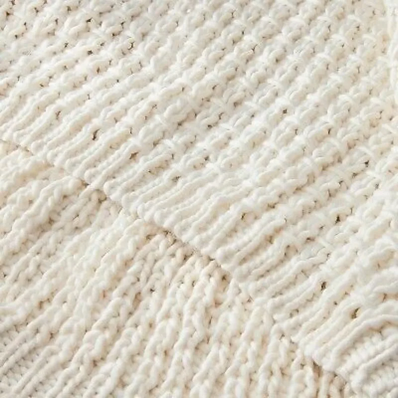 Cream Blanket Chunky Knit Throw Blanket Home Textile