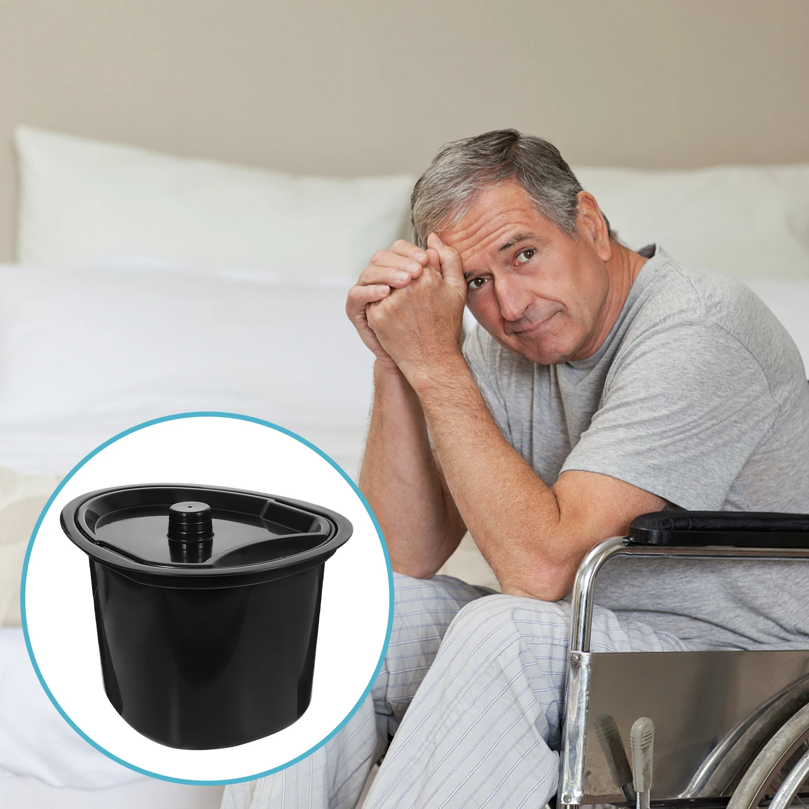 

1 set Commode Potty Toilet Chair Chamber Spittoon Black Plastic Buckets for Bedside Bathroom Hospital Odor Isolation for Elderly