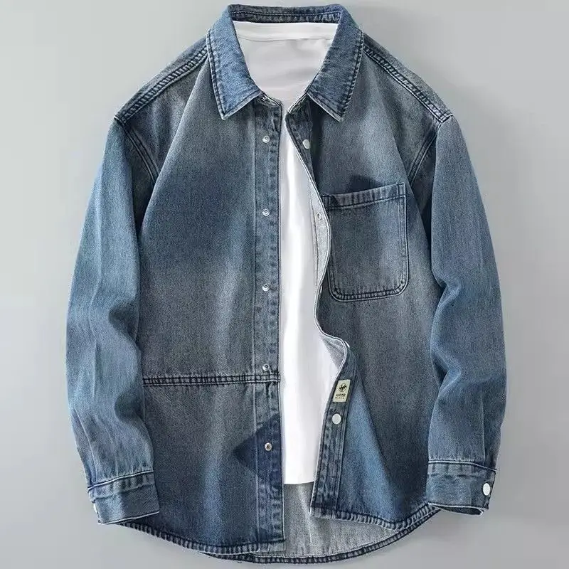 

American Sle Heavyweight Men's Denim Jaet Spring Autumn New Trendy Brand Haome Workwear Loose Large Size Spring irt