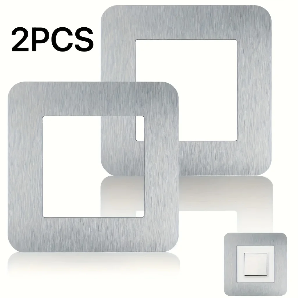 2PCS Modern Switch Cover Plate, Square Switch Surround Frame Wall Sticker, Home Decoration Socket Cover Plate, Living Room