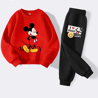 Disney Children's Hoodies Sets Autumn Spring Mickey Printed Boys Sweatsuit Kids Breathable Pullover and Pant 2 Piece Set