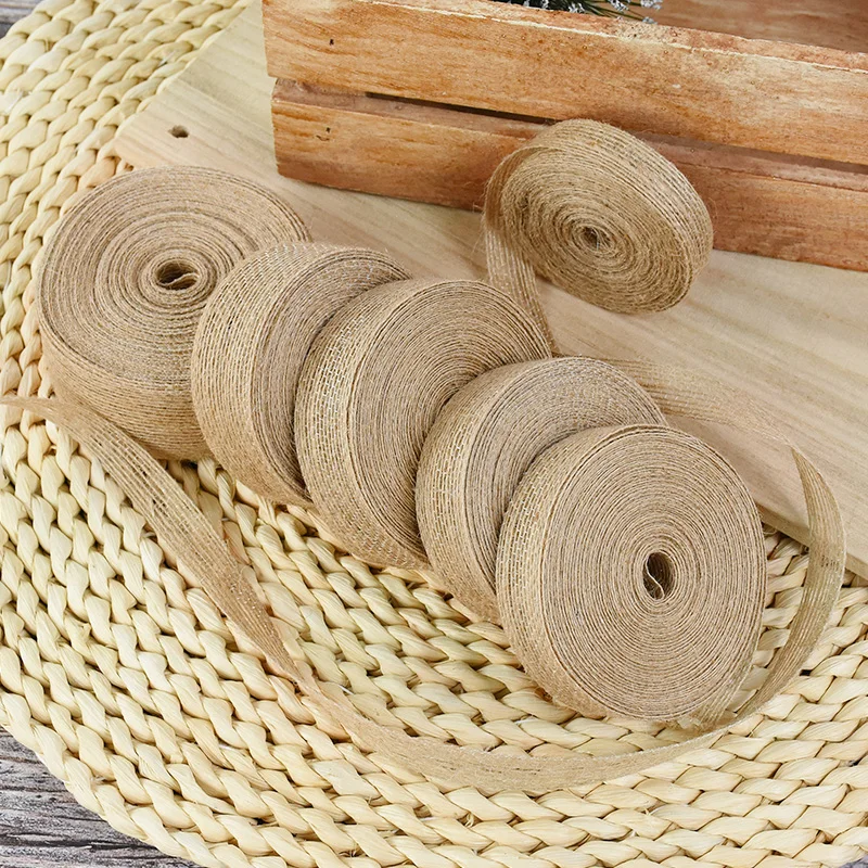 10M/Roll Jute Burlap Rolls With Lace Perfect for Vintage Rustic Wedding Decorations DIY Crafts Gifts Party Packaging Supplies