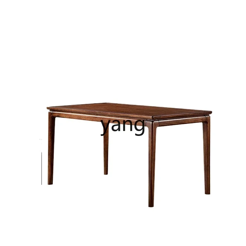lmm  New Chinese Style Black Walnut Solid Wood Dining Table and Chair Set for Home Use Simple Dining Table
