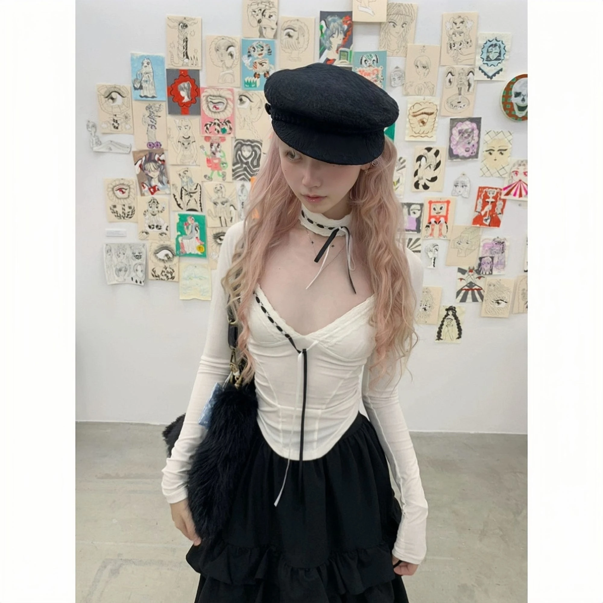 Conjunto Vintage de subcultura de 2 piezas para mujer, cárdigan corto informal, chaleco de encaje ajustado Sexy, estética Y2k, Tops dulces, picantes, Chic