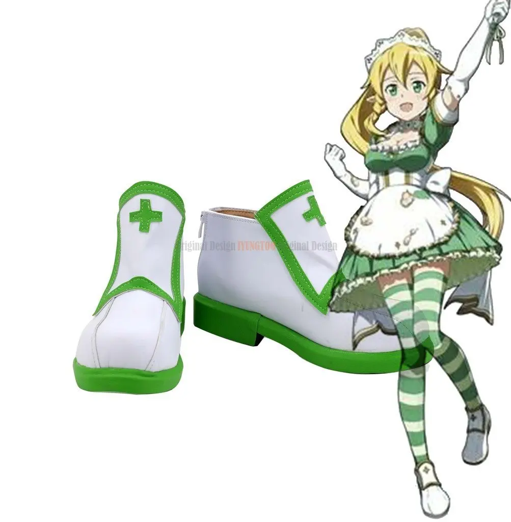 

SAO Leafa Shoes Cosplay Sword Art Online Kirigaya Suguha Leafa Cosplay Shoes Green Boots Custom Made