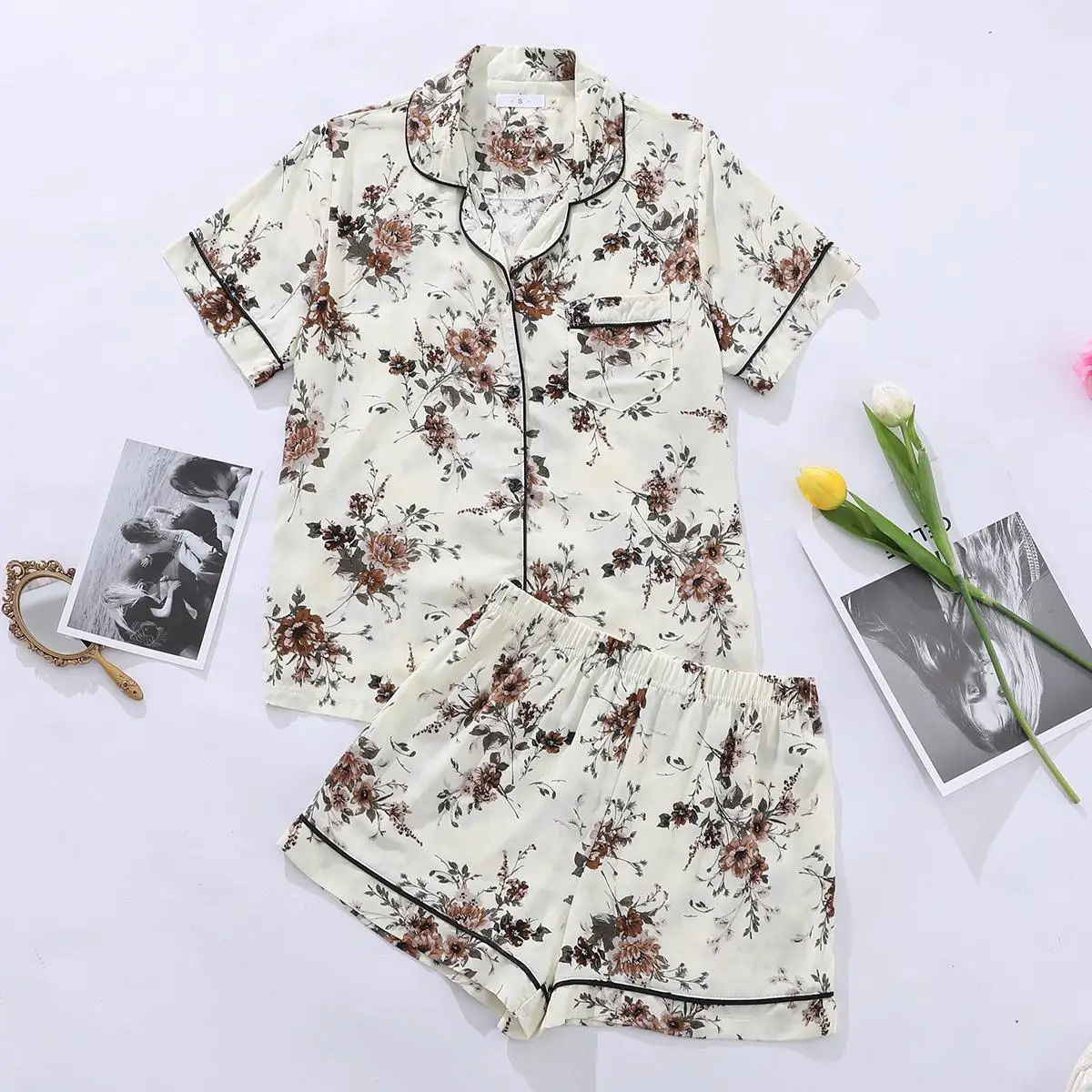 Đêm Phù Hợp Với Bộ Đồ Ngủ Nữ Bộ Cotton Nữ Pyjamas Pijamas Cho Nữ Hai Bộ Đồ Ngủ Mặc Nhà Quần Áo Nhà Váy Ngủ