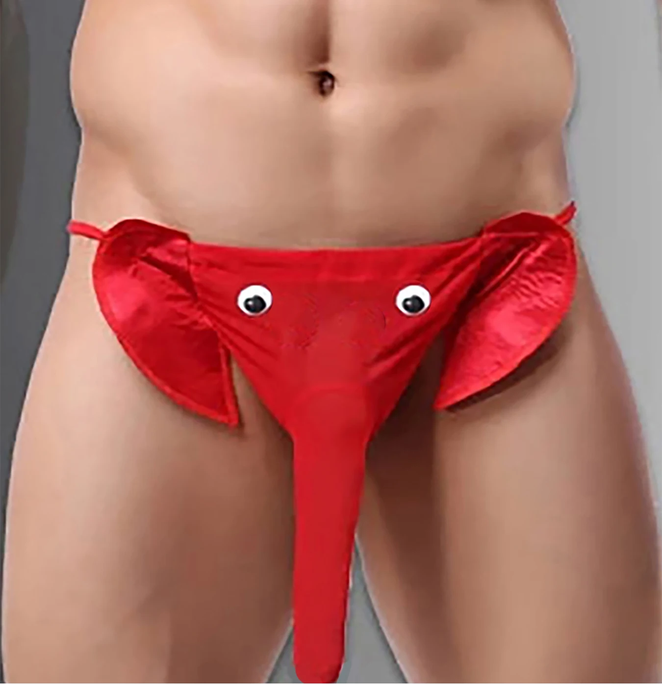 Men's Funny Red Elephant Thong Underwear Novelty Silky G-String Lingerie for Bachelor Party Cosplay Valentine's Day Gift