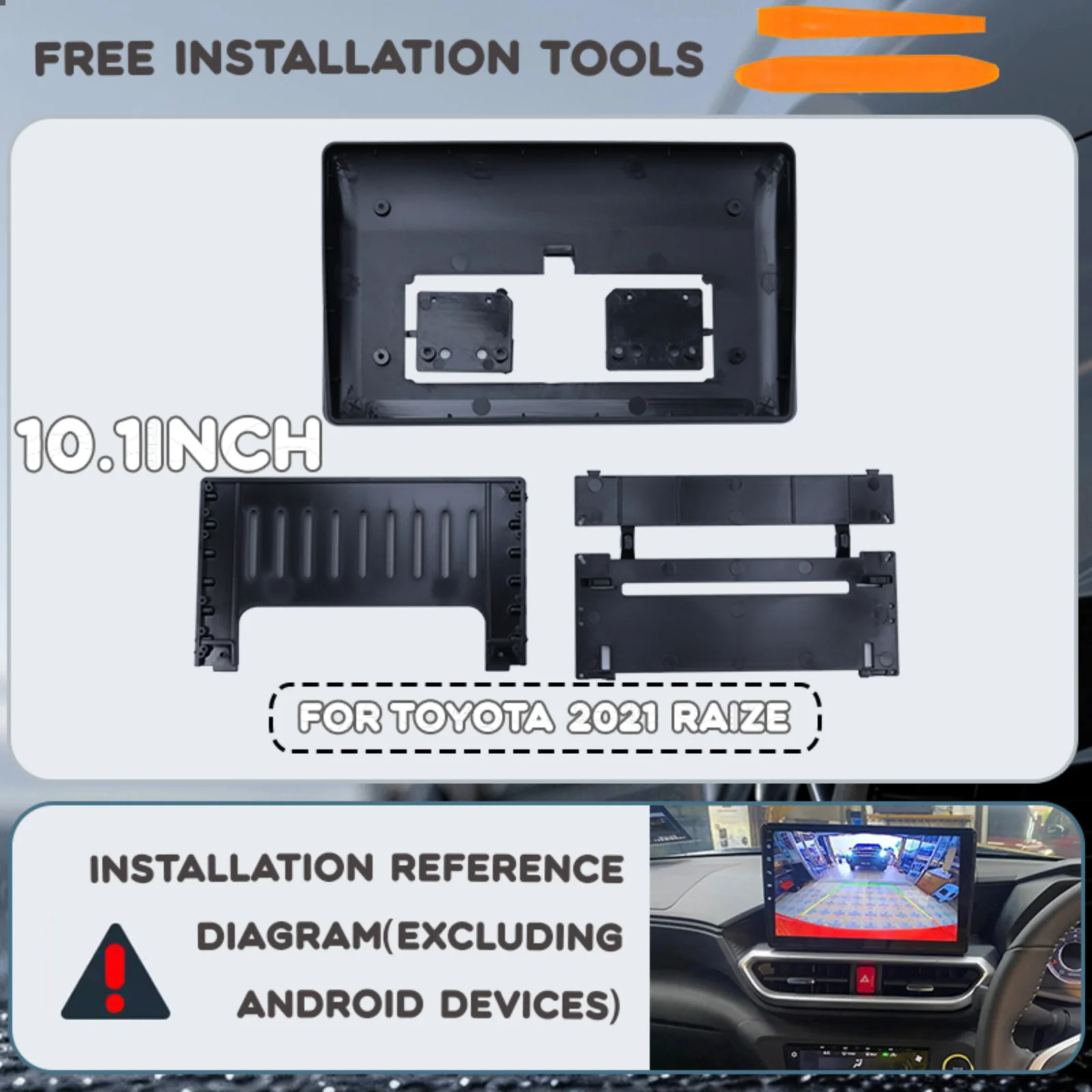 2 Din Car For TOYOTA 2021 RAIZE PERODUA ATIVA 10.1INCH Plastic Android Frame Kit Panel Center Fascia Cable Video Dashboard MP5