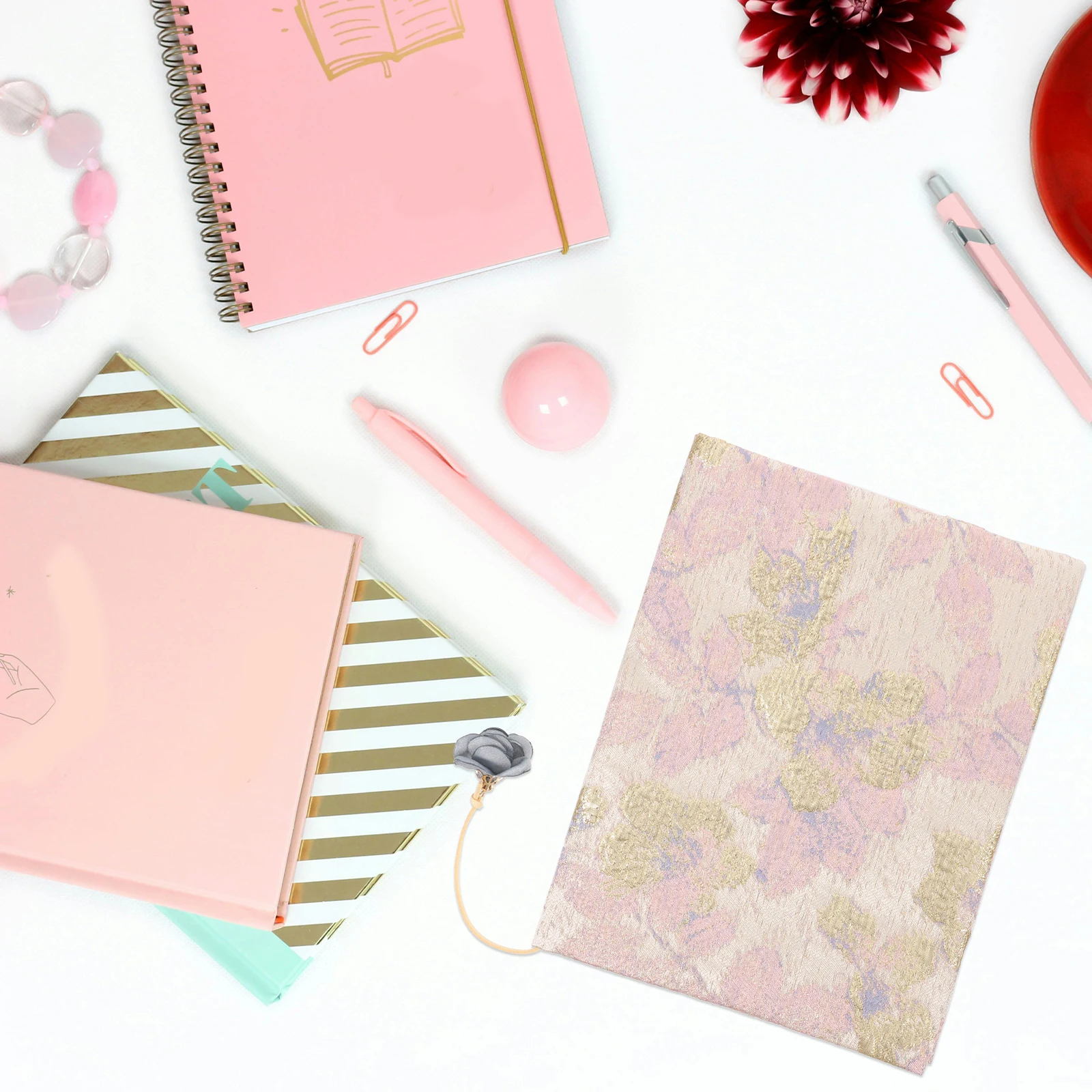

Fabric Book Cover A5 Size Satin Protective Sleeve Adjustable Fit Elegant Design Notebook Covers Textbook Protector