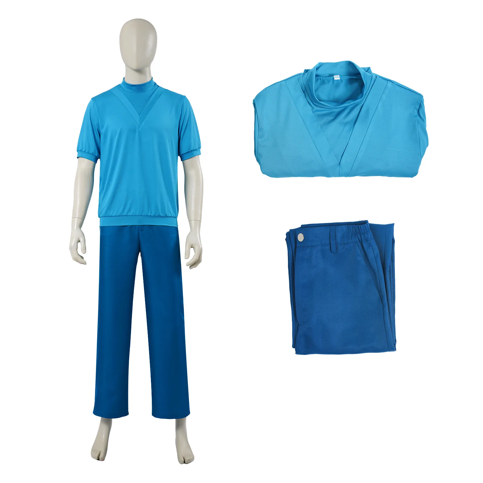 

Movie My Cos Craft Steve Cosplay Costume My Whole World Role Playing Blue Short Shirt Halloween Carnival Performance Uniform